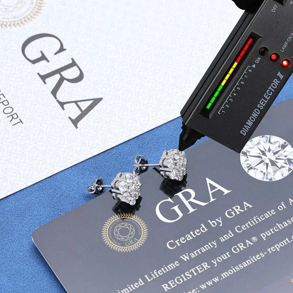 Moissanite Flower Stud Earrings for Men Iced Out Jewelry | Caratix Jewelry - CaratixJewelry